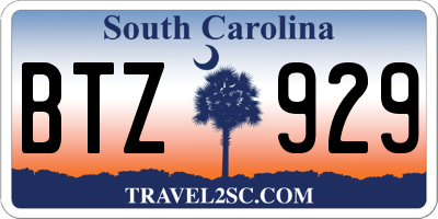 SC license plate BTZ929