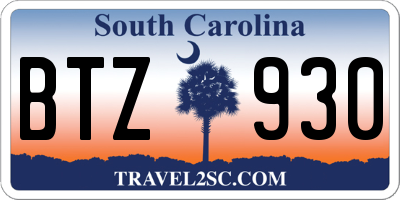 SC license plate BTZ930