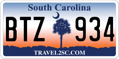 SC license plate BTZ934