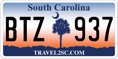 SC license plate BTZ937