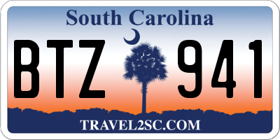 SC license plate BTZ941