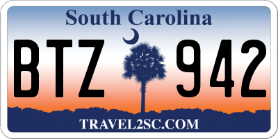 SC license plate BTZ942