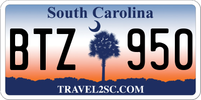SC license plate BTZ950