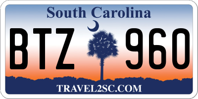 SC license plate BTZ960