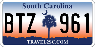 SC license plate BTZ961