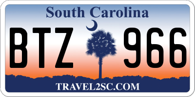 SC license plate BTZ966