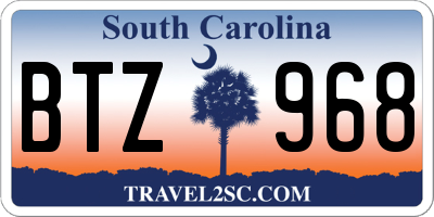 SC license plate BTZ968