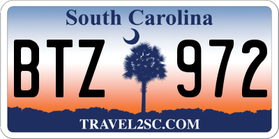 SC license plate BTZ972