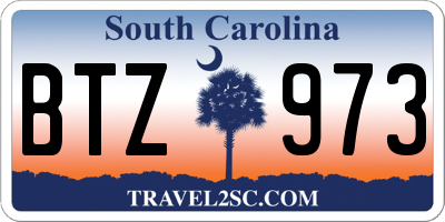 SC license plate BTZ973