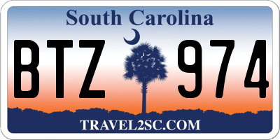 SC license plate BTZ974