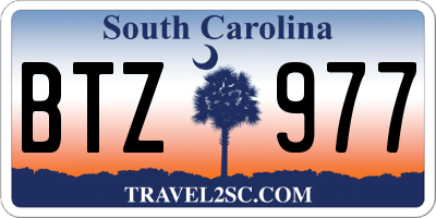 SC license plate BTZ977
