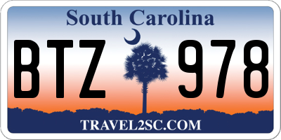 SC license plate BTZ978