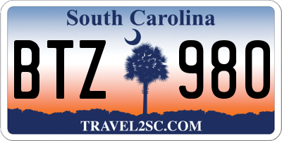 SC license plate BTZ980