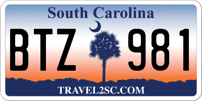 SC license plate BTZ981