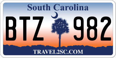 SC license plate BTZ982