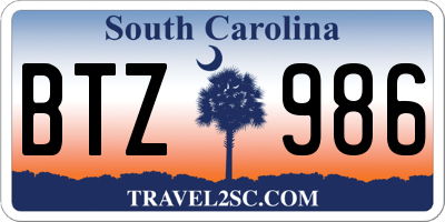 SC license plate BTZ986