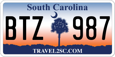 SC license plate BTZ987