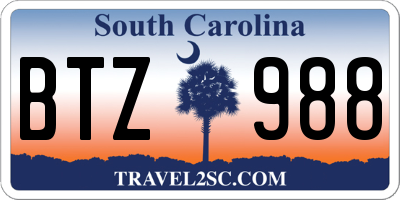 SC license plate BTZ988