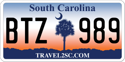 SC license plate BTZ989