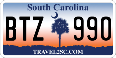 SC license plate BTZ990