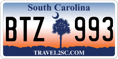 SC license plate BTZ993