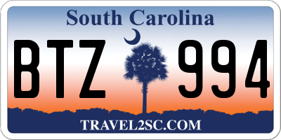 SC license plate BTZ994