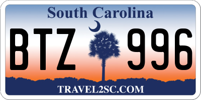 SC license plate BTZ996