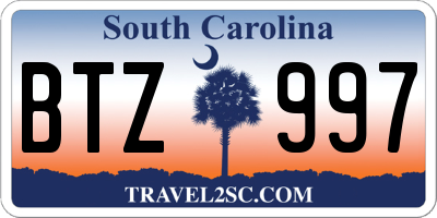 SC license plate BTZ997