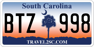 SC license plate BTZ998