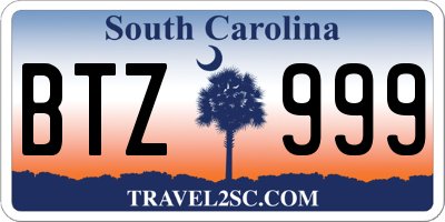 SC license plate BTZ999