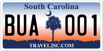 SC license plate BUA001