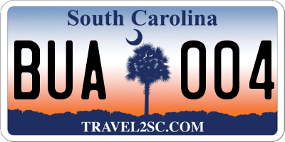 SC license plate BUA004