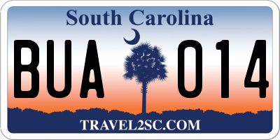 SC license plate BUA014