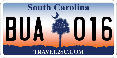 SC license plate BUA016