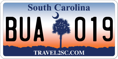 SC license plate BUA019