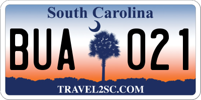 SC license plate BUA021