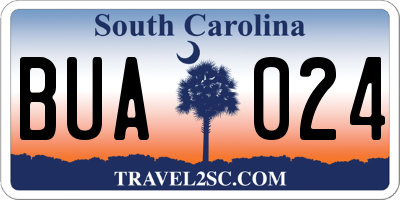 SC license plate BUA024