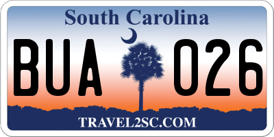 SC license plate BUA026