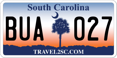 SC license plate BUA027