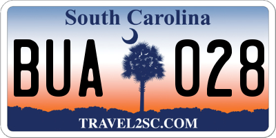 SC license plate BUA028