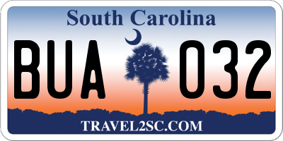 SC license plate BUA032