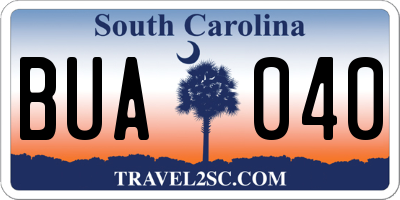 SC license plate BUA040