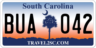 SC license plate BUA042