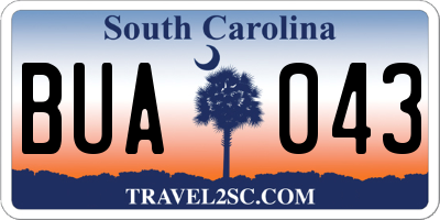 SC license plate BUA043