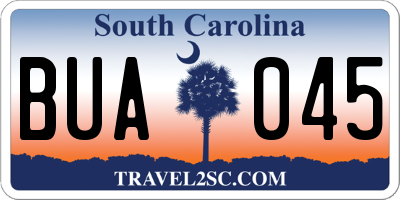 SC license plate BUA045