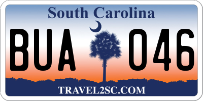 SC license plate BUA046