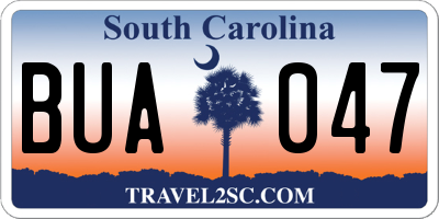 SC license plate BUA047