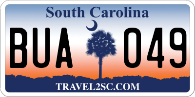 SC license plate BUA049