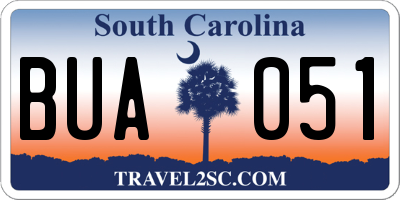 SC license plate BUA051