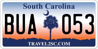 SC license plate BUA053